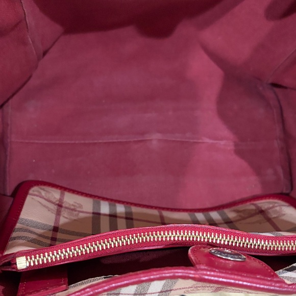 Burberry Red and Cream Plaid Shoulder Bag